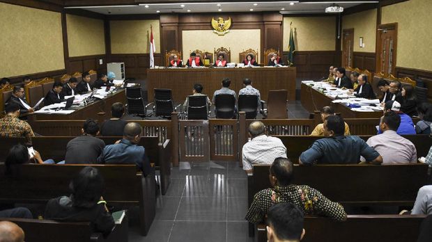 Suasana sidang lanjutan korupsi e-KTP di Pengadilan Tipikor Jakarta.