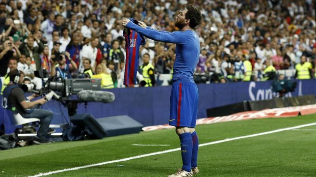 Selebrasi gol paling fenomenal Lionel Messi di Santiago Bernabeu.