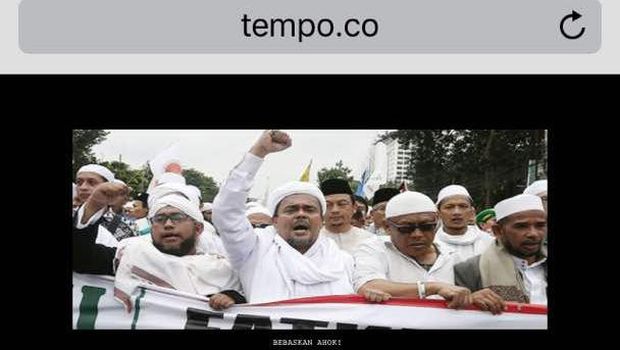 Tampilan situs tempo ketika diretas pada Rabu (10/5) lalu. 
