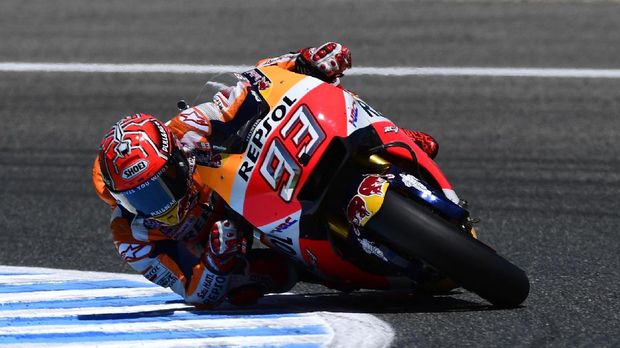 Marc Marquez hanya kalah tipis dari catatan waktu Aleix Espargaro.