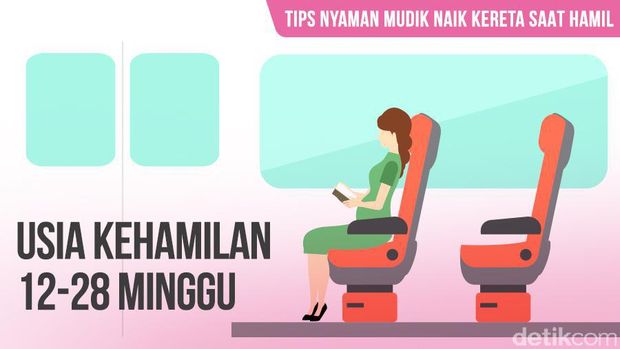 Ilustrasi ibu hamil naik kereta
