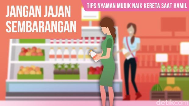 Ilustrasi ibu hamil naik kereta