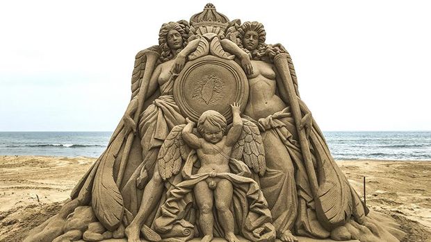 Salah satu karya Hosaka yang detail dan menakjubkan serta terbuat dari pasir.