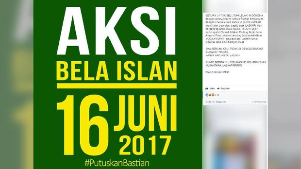 Seruan Aksi Bela Islan di Facebook.