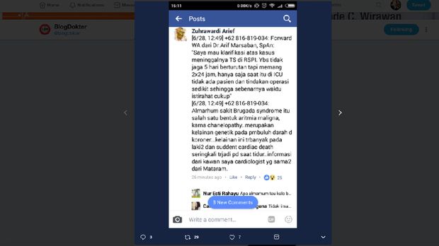 Dugaan dr Stefanus mengidap brugada syndrome bermula dari percakapan di instant messenger yang menjadi viral