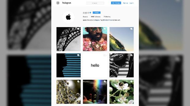 Lini masa akun Instagram @apple dengan tagar #ShotoniPhone