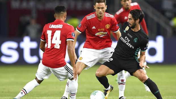 Isco mencetak satu gol ke gawang Manchester United pada laga Piala Super Eropa.