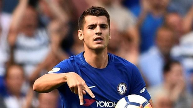 Alvaro Morata mencetak gol bagi Chelsea sekaligus memperkecil kedudukan 1-3 dari Burnley.