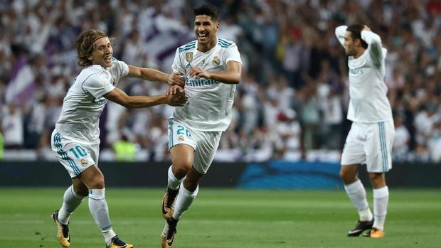 Marco Asensio menjadi bintang Real Madrid saat mengalahkan Barcelona di Piala Super Spanyol 2017.