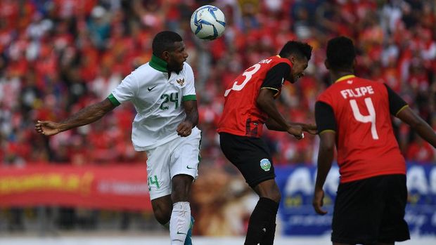 Marinus Wanewar mencetak gol kemenangan Timnas Indonesia vs Timor Leste.