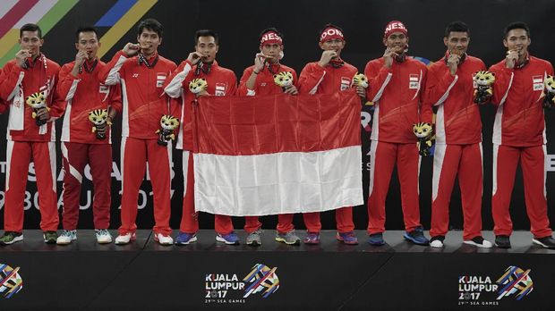 Tim bulutangkis beregu putra meraih emas di SEA Games 2017 Malaysia. (