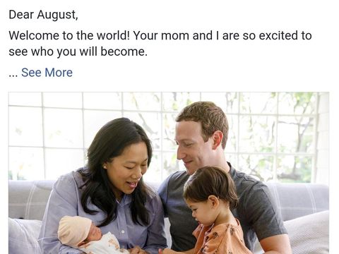 Markl Zuckerberg menyambut putri keduanya