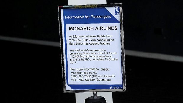 Pemberitahuan berhentinya operasional Monarch Airlines