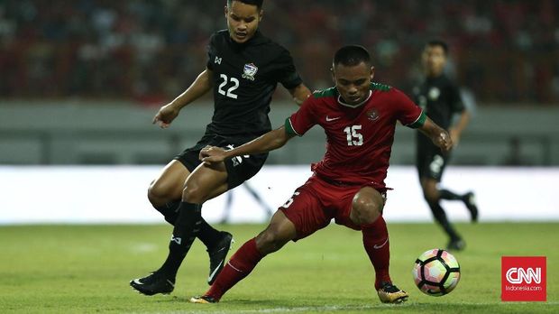 Saddil Ramdani mencetak gol lewat tendangan keras dari luar kotak penalti.