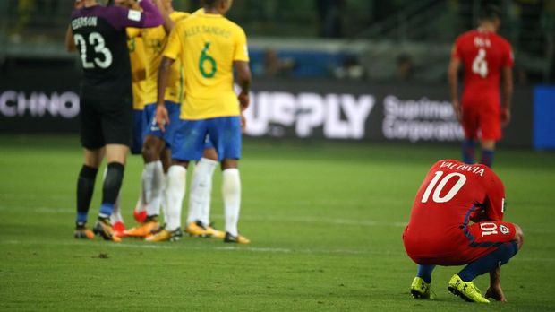 Timnas Chile kalah 0-3 dari Brasil pada laga terakhir zona Conmebol.