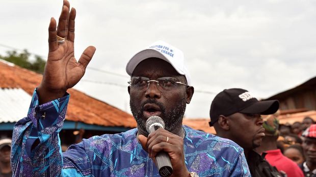 George Weah berkampanye jelang pemungutan suara presiden Liberia.