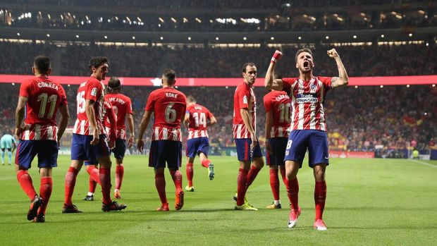 Saul sukses membawa Atletico Madrid unggul 1-0 di babak pertama atas Barcelona.