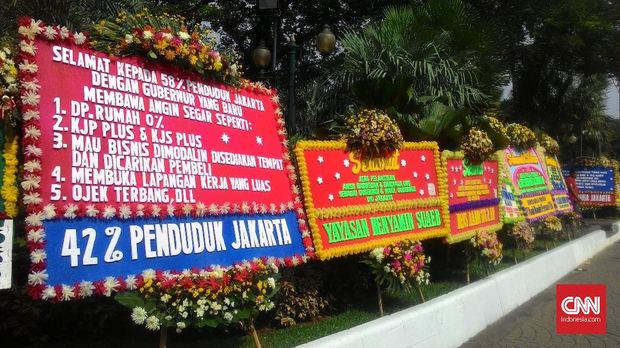 Kiriman Bunga untuk Anies-Sandi Lebih Sedikit dari Djarot