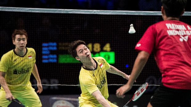 Marcus Fernaldi Gideon merasakan cedera sejak babak semifinal yang berlangsung Sabtu (21/10).