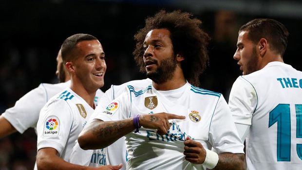 Marcelo mencetak satu dari tiga gol kemenangan Real Madrid atas Eibar. (