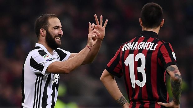 Gonzalo Higuain menjadi petaka bagi AC Milan. Dua gol striker Argentina itu mengantar Juventus menang di San Siro.