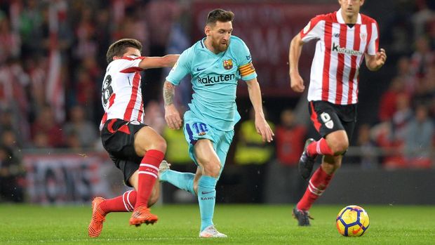 Lionel Messi terus menjadi momok bagi kiper lawan. Kali ini giliran kiper Bilbao yang jadi korbannya.