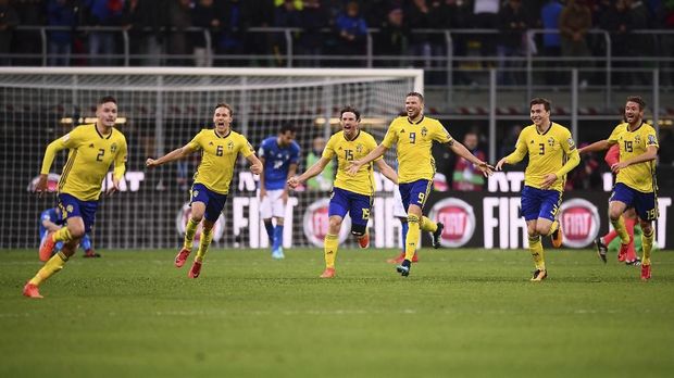 Timnas Italia disingkirkan Swedia di babak playoff Piala Dunia 2018.