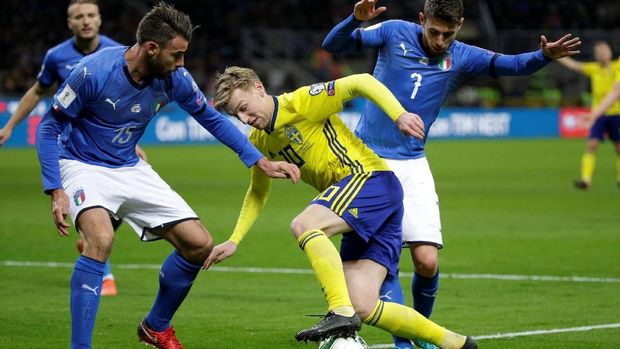 Timnas Swedia mampu menahan imbang Timnas Italia dan melaju ke Piala Dunia 2018. (