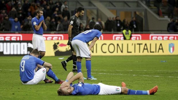 Timnas Italia gagal ke Piala Dunia untuk kali ketiga sepanjang sejarah.