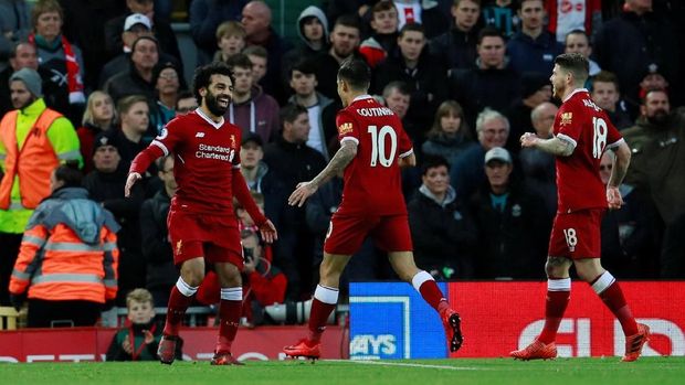 Mohamed Salah mencetak dua gol ke gawang Southampton. (