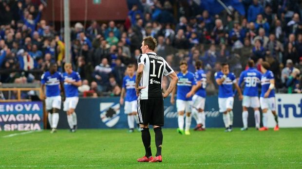 Juventus lebih dulu tertinggal tiga gol sehingga sulit untuk bangkit di laga lawan Sampdoria.