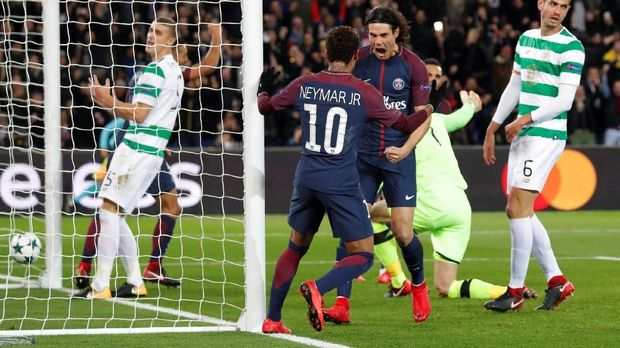 Edinson Cavani dan Neymar sudah mencetak 12 gol untuk PSG pada Liga Champions musim ini.