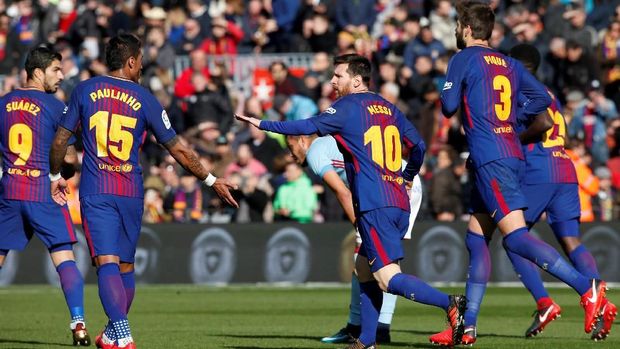 Lionel Messi sukses mencetak gol penyeimbang 1-1 ke gawang Celta Vigo. (