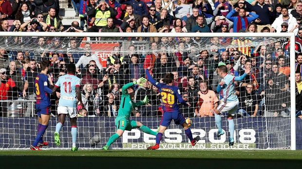Celta Vigo sempat mengejutkan Barcelona akibat gol Iago Aspas. (
