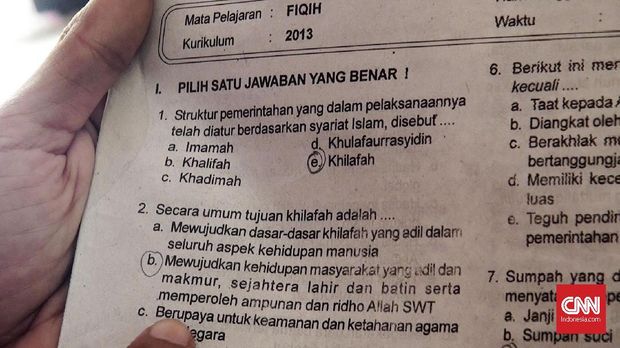 Naskah Ujian Aliyah di Jombang Diduga Ulas Jihad dan Khilafah