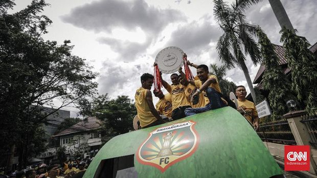 Bhayangkara FC menggelar parade setelah menjadi juara Liga 1 2017.
