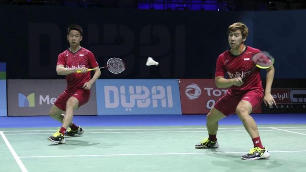 Kevin Sanjaya/Marcus Gideon sempat terseok-seok di fase Grup A BWF Super Series Finals 2017.