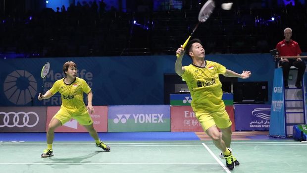 Kevin Sanjaya/Marcus Fernaldi Gideon mampu menumbangkan Liu Cheng/Zhang Nan di babak final.