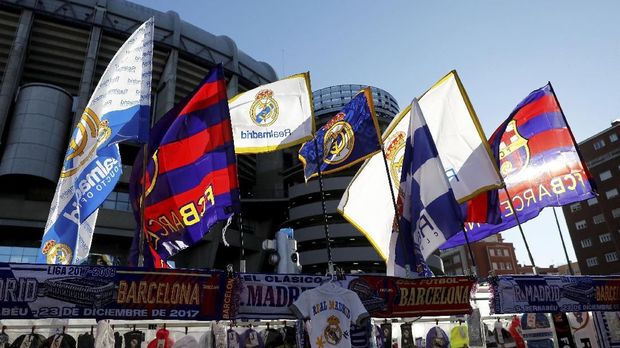 Kondisi Stadion Santiago Bernabeu jelang pertandingan.