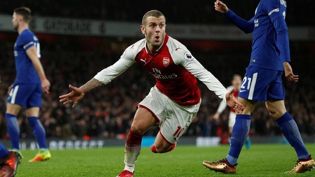 Jack Wilshere sempat membuat Arsenal unggul 1-0 atas Chelsea. (