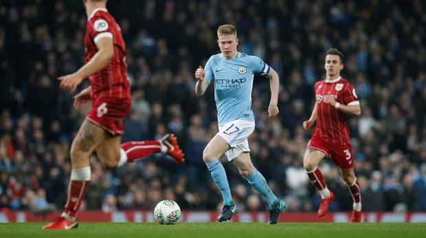 Kevin de Bruyne mencetak gol penyama kedudukan menjadi 1-1.
