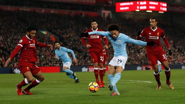 Leroy Sane menjadi pencetak gol penyeimbang untuk Manchester City.