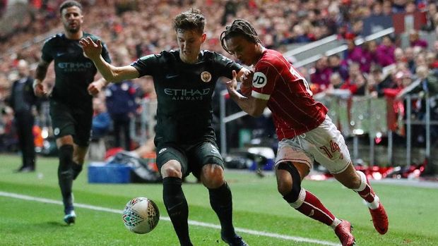 ManCity sempat kesulitan menghadapi perlawanan sengit Bristol City. (