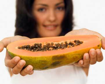 lady holding papaya