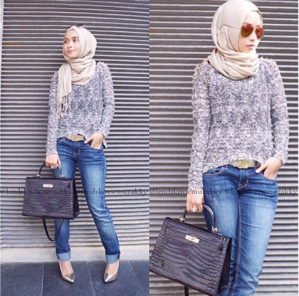 Style Hijab  Dengan Celana Jeans 