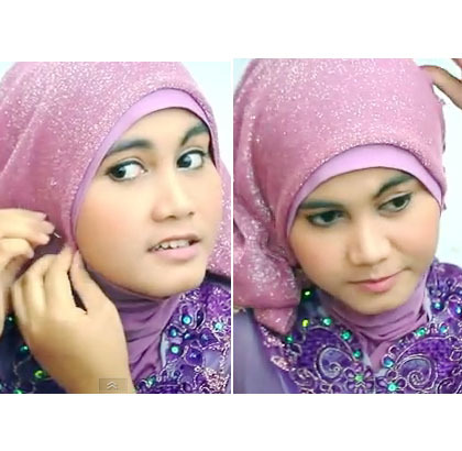  Tutorial Hijab dengan Scarf Bergliter dan Kebaya di Hari 