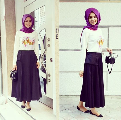  Hijab  Style  Padu Padan Rok  Panjang  Ala Hijabers Cantik 