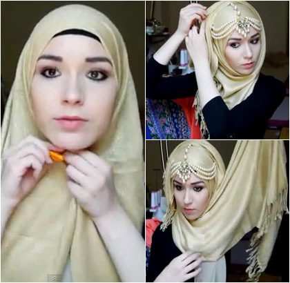 Tutorial Hijab Tampil Glamour dengan Headpiece