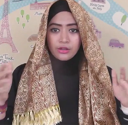 Tutorial Hijab Semi Turban yang Simple dengan Scarf 