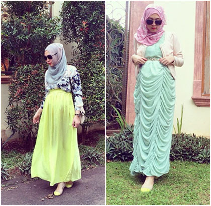 Hijab Style Padu Padan Busana  Pastel Saat Hamil Ala 3 